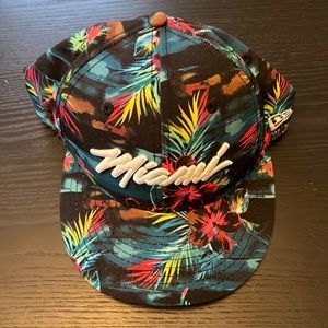 Miami Heat Tropical Print Snap Back Hat, Gently Used